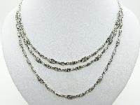 Unsigned Monet Three Row Diamante Silver Plated Chain Necklace Fab!