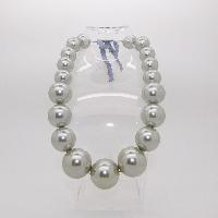 Vintage 50s Style Classy Chunky Silver Grey Graduating Pearl Bead Necklace 