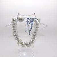 Vintage 50s Style Classy Chunky Silver Grey Graduating Pearl Bead Necklace 