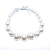 Vintage 50s Style Classy Chunky Silver Grey Graduating Pearl Bead Necklace 