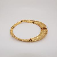 Vintage 1980s Designer Goldtone Peach Pink Enamel Collar Statement Necklace