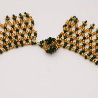 Vintage 50s Gold and Green Glass Bead Statement Collarette Necklace AMAZING