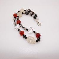 Beautiful Crystal Hear Red and Black Glass Necklace