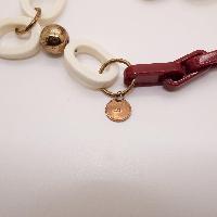 Long Red and White Plastic Gold Balls Necklace