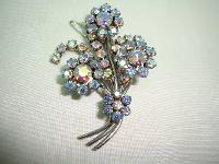 Vintage 1950s Aurora Borealis Rhinestone Diamante Flower Spray Brooch 