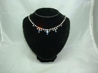 Vintage 50s Pretty Carnival AB Diamante Drop Necklace