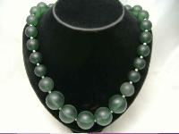 Vintage 50s Chunky Green Lucite Moonglow Bead Necklace