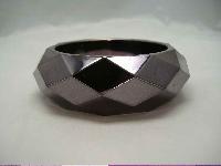 1950s Style Chunky Diamond Cut Metallic Grey Bangle WOW