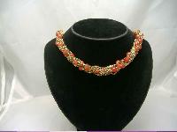 30s Multi Row Cornelian Glass Bead Gold Chain Necklace