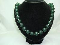 Vintage 50s Chunky Green Lucite Moonglow Bead Necklace