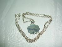 1980s Sterling Silver Mother of Pearl Pendant & Chain