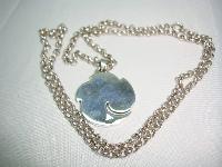 1980s Sterling Silver Mother of Pearl Pendant & Chain