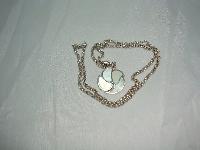 1980s Sterling Silver Mother of Pearl Pendant & Chain