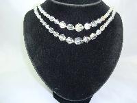 Vintage 50s Fab 2 Row AB Crystal Glass Bead Necklace