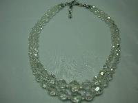 Vintage 50s Fab 2 Row AB Crystal Glass Bead Necklace
