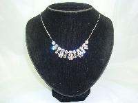 Vintage 50s Sparkling Diamante Paste Flower Drop Necklace on Chain Pretty