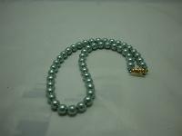 Vintage 50s Mint Green Glass Faux Pearl Bead Necklace