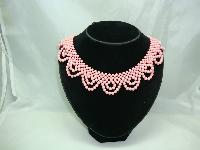 1950s Pink Bead Scallop Drop Necklace Lovely Clasp WOW