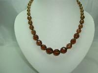 1950s Graduating Smokey Quartz Glass Bead Necklace WOW