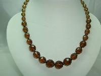 1950s Graduating Smokey Quartz Glass Bead Necklace WOW