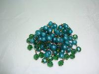 Vintage 50s Green Lucite Bead & AB Crystal Glass Drop Brooch