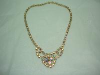 1950s Sparkling AB Diamante Gold Cascade Drop Necklace