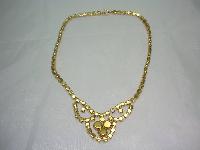 1950s Sparkling AB Diamante Gold Cascade Drop Necklace