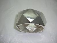 1950s Wide Diamond Cut Silver Clamper Bangle +FREE RING