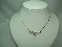 1950s Attwood & Sawyer Diamante Floral Gold Necklace