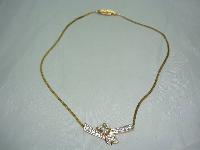 1950s Attwood & Sawyer Diamante Floral Gold Necklace