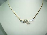 1950s Attwood & Sawyer Diamante Floral Gold Necklace