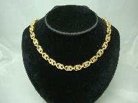 Vintage 80s Stunning Diamante Fancy Gold Link Necklace