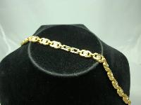 Vintage 80s Stunning Diamante Fancy Gold Link Necklace