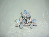 Vintage 50s Stunning Large Opaline Glass and Diamante Flower Brooch 