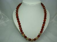 Vintage 50s Quality Long Amber Glass Bead Necklace