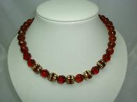 Vintage 50s Quality Long Amber Glass Bead Necklace