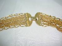 Vintage 50s Signed Century Fab 8 Row Gold Graduating Chain Necklace 