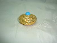 80s Estee Lauder Turquoise Perfume Gold Pillbox Compact