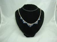 Vintage 50s Sparkling AB Blue Diamante Drop Necklace