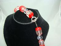 1950s Style Chunky Lucite Confetti Clear & Red Necklace
