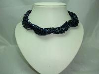 Vintage 80s Beautiful Peacock AB Multistrand Bugle Bead Glass Necklace