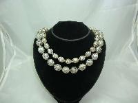 1950s 2 Row Chunky Mottled Taupe Lucite Bead Necklace 