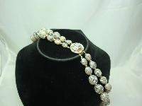 1950s 2 Row Chunky Mottled Taupe Lucite Bead Necklace 