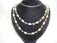 1950s 2 Row Faux Pearl & Crystal AB Glass Bead Necklace