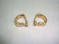 Vintage 80s Half Hoop Diamante Gold Chain Link Design Clip On Earrings