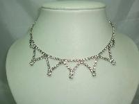 Vintage 50s Quality Sparkling Diamante 5 Drop Necklace