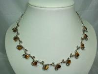 1950s Fancy Silver Filigree Link Tigers Eye Necklace 