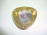Vintage 70s Pink Glass Sparkle Confetti Domed Brooch