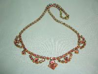 Vintage 50s Fab Pink AB Diamante Cascade Drop Necklace