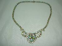 1950s Sparkling Green AB Diamante Cascade Drop Necklace